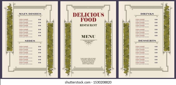 Vector stock illustration. Restaurant menu template or other design.