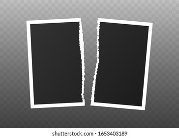 Vector stock illustration of a ripped photo. Torn picture.