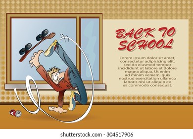 Vector stock illustration. Scenes from the life of the school.
