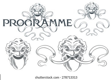 Vector stock illustration. Set for the design of the theater