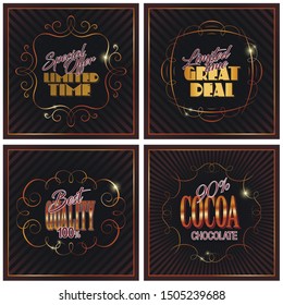 Vector. Stock illustration. Set of labels with gold elements.