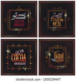 Vector. Stock illustration. Set of labels with gold elements.