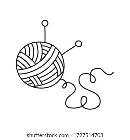 Ilustración del material vectorial con un solo objeto, tejido, dibujado a mano, estilo doodle. Elemento de ejemplo aislado en blanco. contorno de línea, contorno.