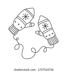 Vector stock illustration with single object, knitting, hand drawn, doodle style. Sample element isolated on white. Line contour, outline.