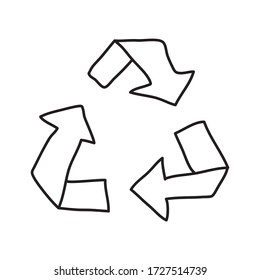Ilustración de material vectorial con un solo objeto, tema ecológico, dibujado a mano, estilo doodle. Elemento de ejemplo aislado en blanco. contorno de línea, contorno.