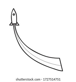 Vector Stock Illustration mit Einzelobjekt, Space Theme, handgezeichnet, Doodle Stil. Beispiel Element isoliert auf weiß. Linienkontur, Kontur.