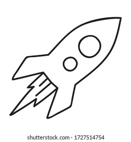 Vector stock illustration with single object, space theme, hand drawn, doodle style. Sample element isolated on white. Line contour, outline.
