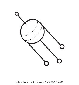Vector stock illustration with single object, space theme, hand drawn, doodle style. Sample element isolated on white. Line contour, outline.