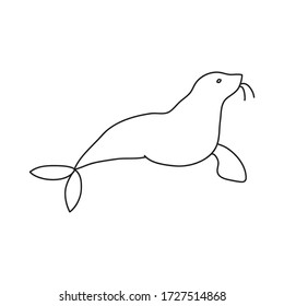 Vector stock illustration with single object: animal, hand drawn, doodle style. Sample element isolated on white. Line contour, outline.