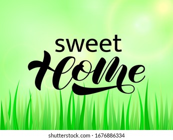 Vector stock illustration. Sweet home brush lettering for banner