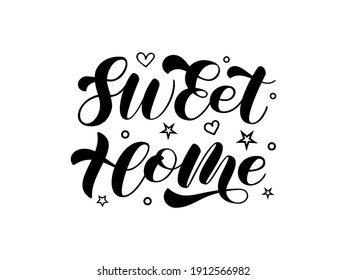 Vector stock illustration. Sweet home brush lettering for banner