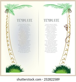 Vector stock illustration. Template advertising tourist postcards with palm trees.