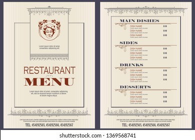 Vector stock illustration. Template cafe or restaurant menu.