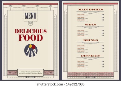 Vector stock illustration. Template cafe or restaurant menu.