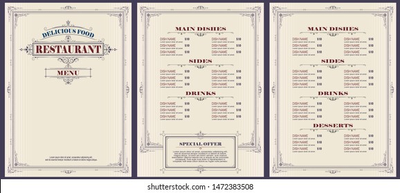 Vector stock illustration. Template cafe or restaurant menu.