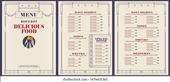 Vector stock illustration. Template cafe or restaurant menu.