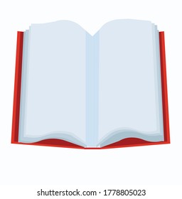 Vector stock illustration. Textbook. An open book with a red cover. With a white backing.
