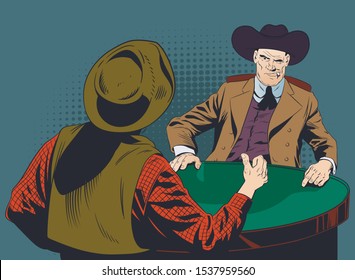 Vector. Stock Illustration. Two Cowboys Talking.