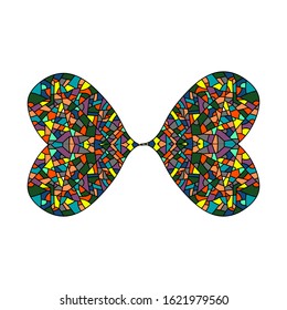 Vector stock illustration of two kaleidoscopic hearts. Colorful love art for Saint Valentines postcard.