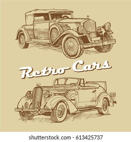 Vector stock illustration of vintage cars