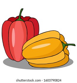 vector stock illustration, yellow and red peppers, isolate on a white background, for menu design