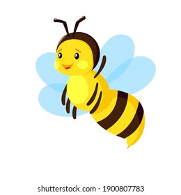 Vector stock image on white background. cartoon bee for advertisements and labels. beekeeping, honey and propolis.