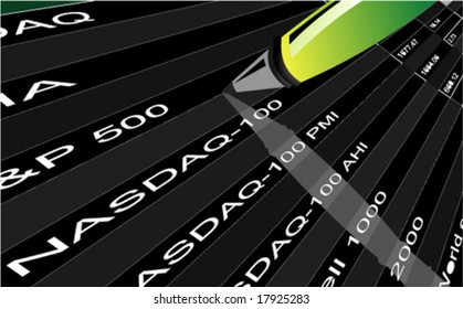 VECTOR Stock index quotation table with pencil