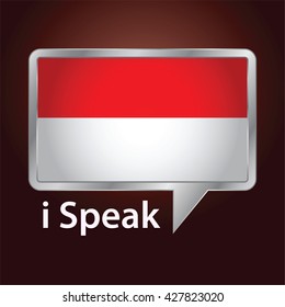 Vector stock of Indonesia flag inside speech bubble, Speaking Indonesian language