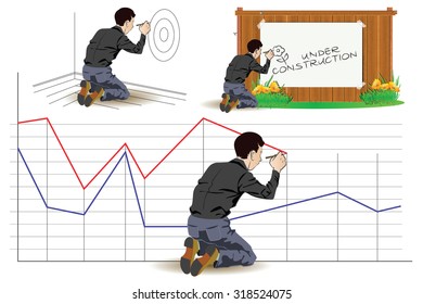 Vector stock infographics. Man draws different things