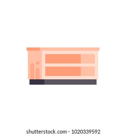 Vector stock isolated illustration icon furniture empty orange bedside table cabinet with shelves for interior hall, lounge room office, bedroom element motion design in flat style on white background