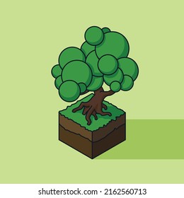 Vector Stock Isometric Bonsai Tree Illustration
