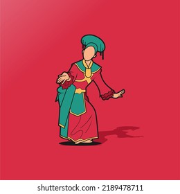 Vector stock of Jaipong Dance, The traditional dance origin of Jakarta Indonesia vector illustration line art