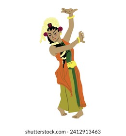 Vector stock of Jaipong Dance, The traditional dance origin of West java, Indonesia. Comes from the Sundanese tribe. This dance is usually played by women.