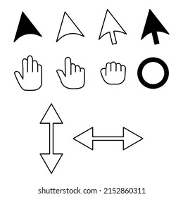 Vector stock line cursor icon set illustration. On white background