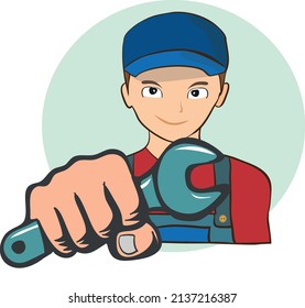 vector stock logo about a mechanic man