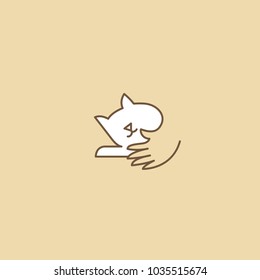 Vector stock logo, abstract animal sign. Illustration design outline, minimalist logotype for veterinary. Vector icon dog and cat. 