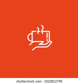 Vector stock logo, abstract cafe, cafeteria and bistro vector template. Illustration design of logotype business coffee. Vector cup with drink icon.