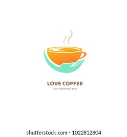 Vector stock logo, abstract cafe, cafeteria and bistro vector template. Illustration design of logotype business coffee. Vector cup with drink icon.