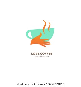 Vector stock logo, abstract cafe, cafeteria and bistro vector template. Illustration design of logotype business coffee. Vector cup with drink icon.