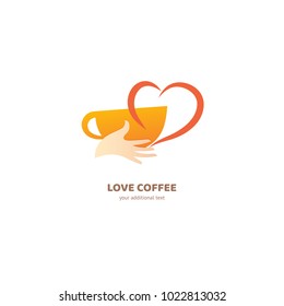 Vector stock logo, abstract cafe, cafeteria and bistro vector template. Illustration design of logotype business coffee. Vector cup with drink icon.