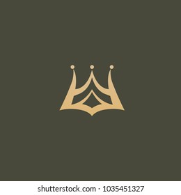 Vector stock logo, abstract crown vector template. Illustration design of elegant, premium and royal logotype queen and king crown on a dark background. Vector icon of wedding.