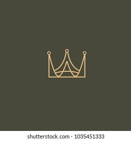 Vector stock logo, abstract crown vector template. Illustration design of elegant, premium and royal logotype queen and king crown on a dark background. Vector icon of wedding.