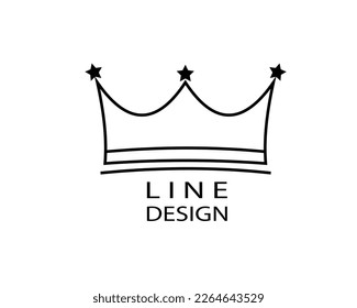 Logo de material vectorial, plantilla de vector de corona abstracta. Ilustración diseño de la reina elegante, premium y real del logotipo y corona real . Icono vector de la boda.