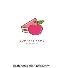 Vector stock logo, abstract dessert vector template. Illustration design of monoline logotype candy store. Vector icon sweet cake.