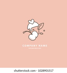 Vector stock logo, abstract dessert vector template.  Illustration design of monoline logotype candy store. Vector icon sweet cake.