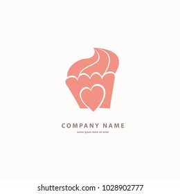 Vector stock logo, abstract dessert vector template. Illustration design of cartoon logotype candy store. Vector icon sweet cake.