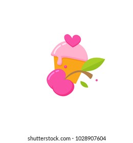 Vector stock logo, abstract dessert vector template. Illustration design of cartoon logotype candy store. Vector icon sweet cake.