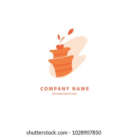 Vector stock logo, abstract dessert vector template. Illustration design of cartoon logotype candy store. Vector icon sweet cake.