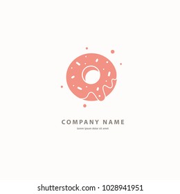 Vector stock logo, abstract dessert vector template. Illustration design of cartoon logotype candy store. Vector icon sweet cake.