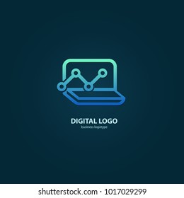 Vector stock logo, abstract digital technology vector template. Illustration design of logotype business web marketing. Vector computer web icon.